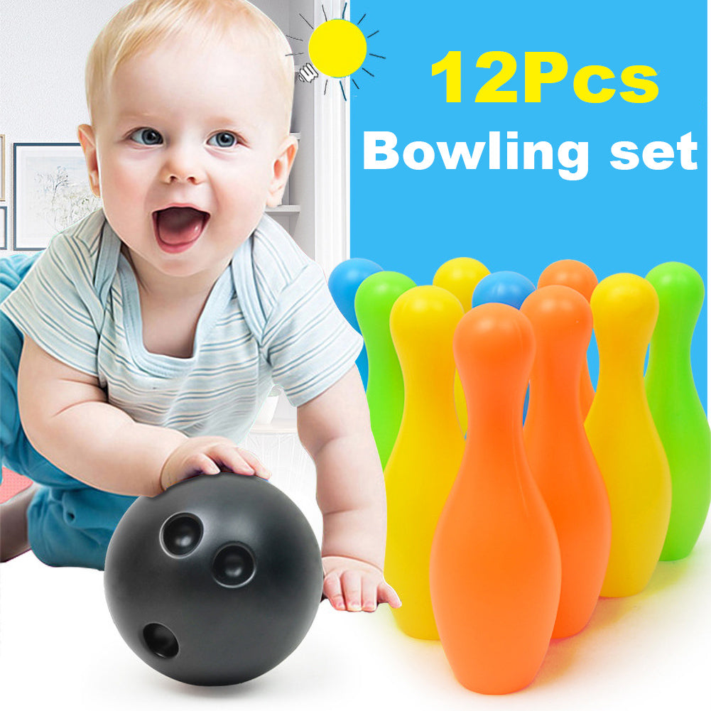 Colorful Bowling Pins Balls Indoor Puzzle Game Kids Educational Toy Y984