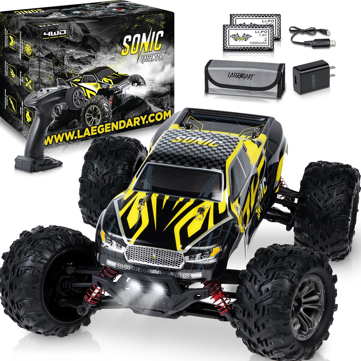 4x4 Offroad Monster Truck Remote Control Car, 1:16 Scale, Brushed, Waterproof Y509