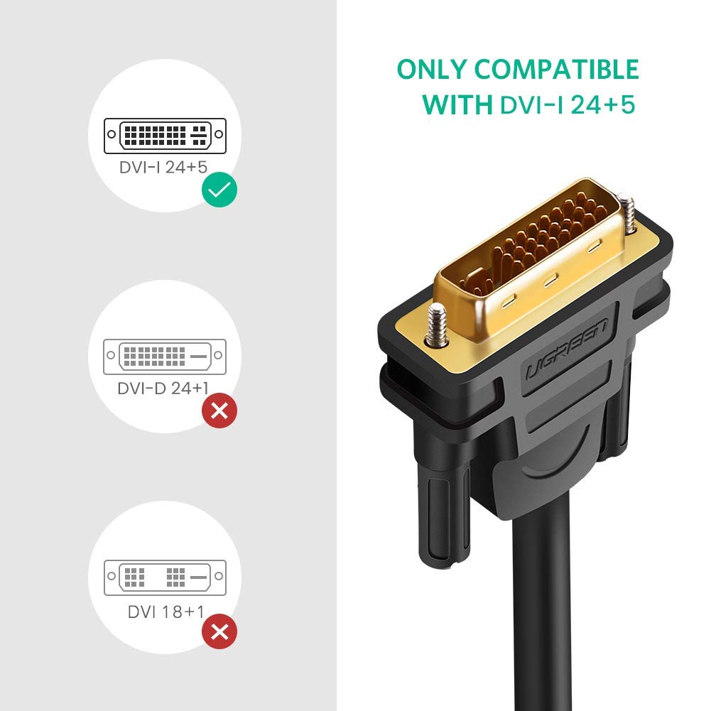 DVI I to VGA Cable Dual Link 24+5 Male to VGA Male Adapter Video Cord 5FT Pack of 2 T893415