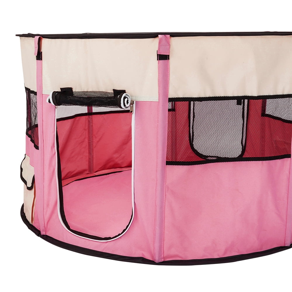 Pink 8 Panel Pet Playpen with Carry Bag L864