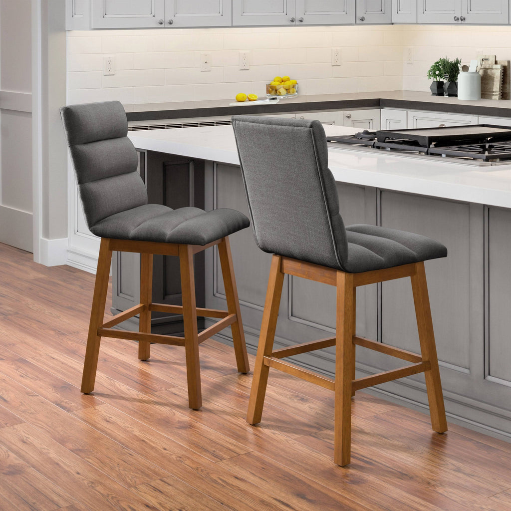 Dark Gray Fabric Barstool - Set of 2 W9698