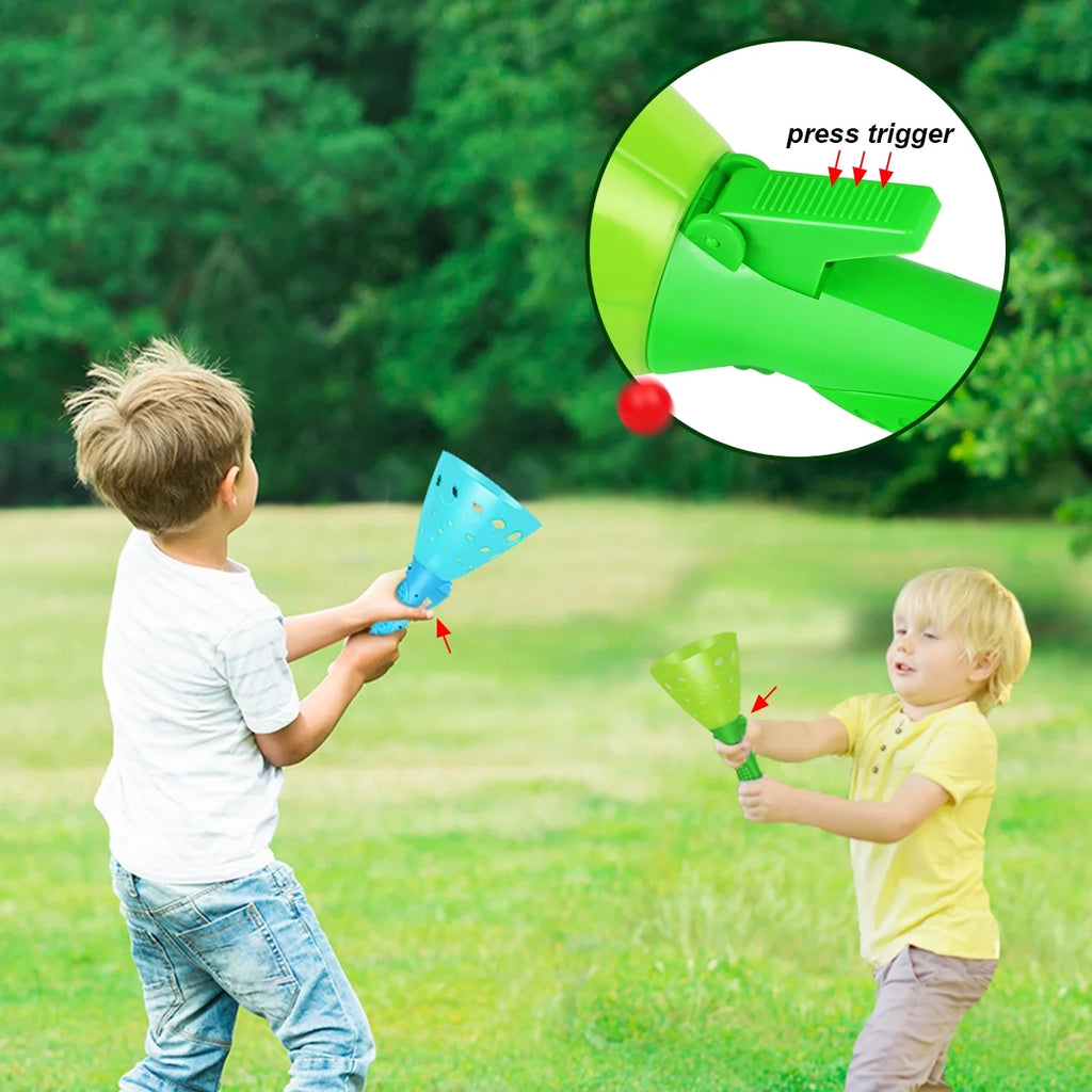 Pop-Pass-Catch Ball Game with 4 Catch Launcher Baskets and 6 Balls R233239