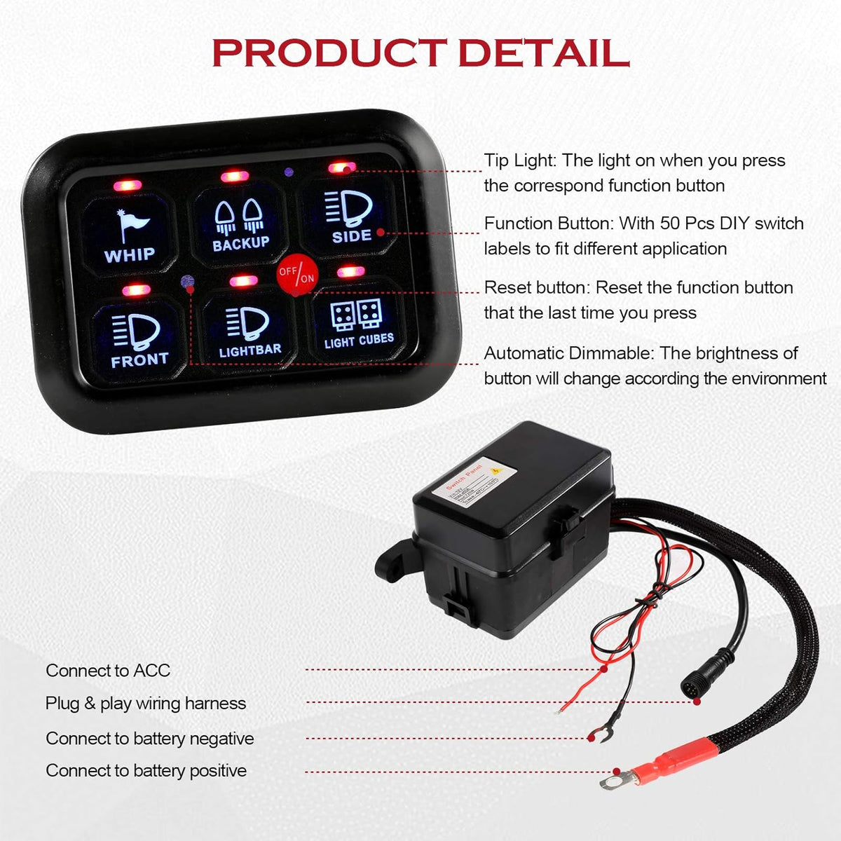 6 Gang Switch Panel for Car Truck ATV UTV Boat L6144