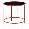 Red Coating Round Glass Top End Table E368250