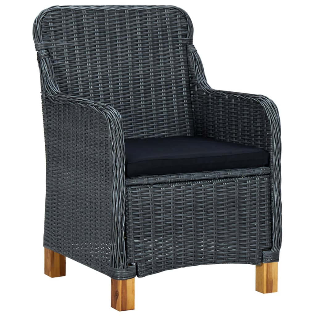 2 pcs Poly Rattan Patio Chairs with Cushions Dark Gray X3344