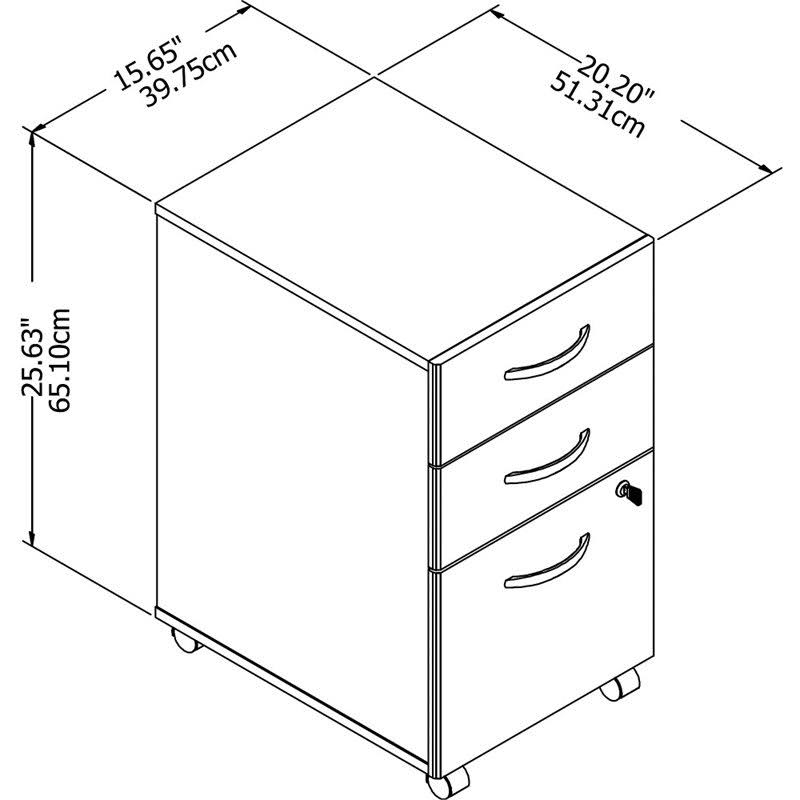 White 3 Drawer Mobile File Cabinet P50825