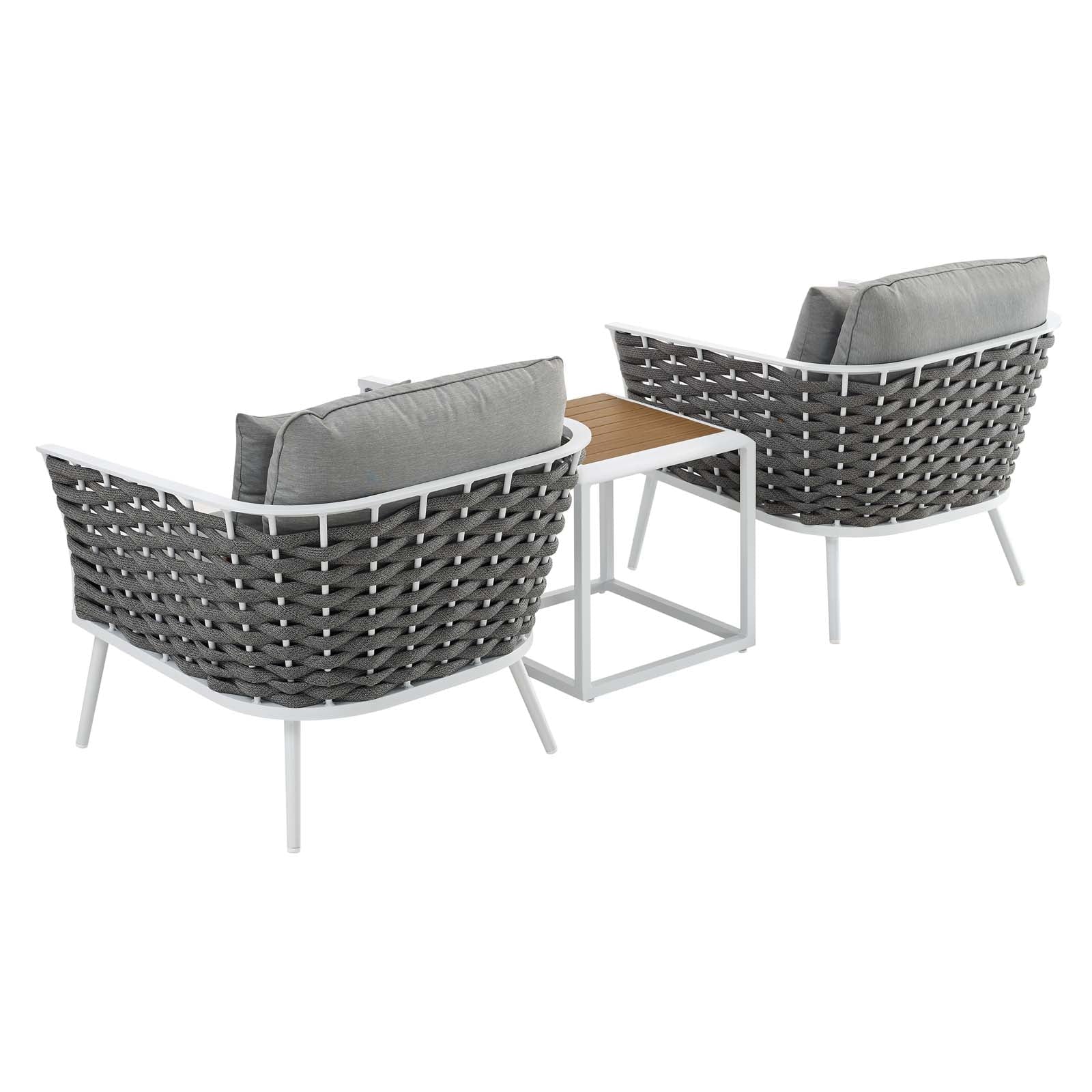 White Gray 3 Piece Outdoor Aluminum Sectional Sofa Set R3082