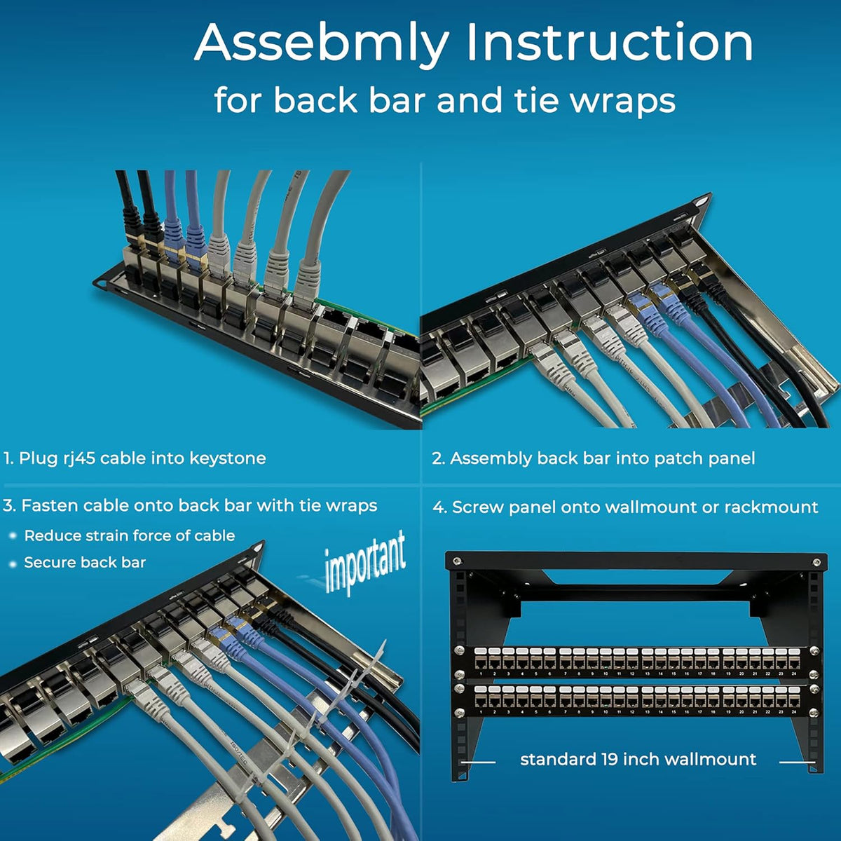 24 Port Cat6A Shielded Patch Panel 1U H814