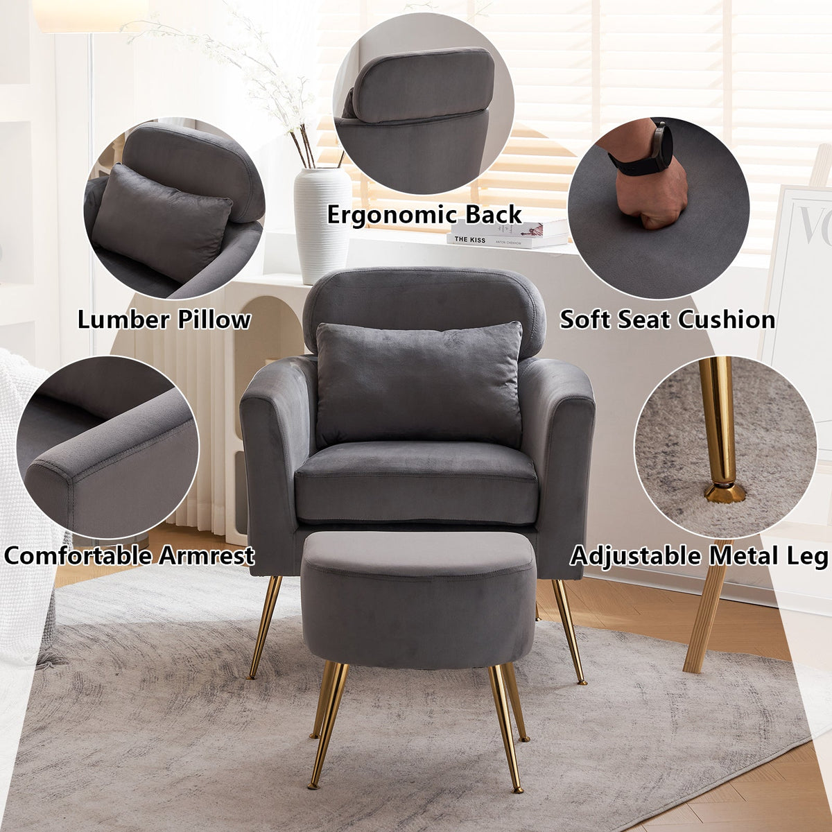 Dark Gray Flannelette Single Chair W250