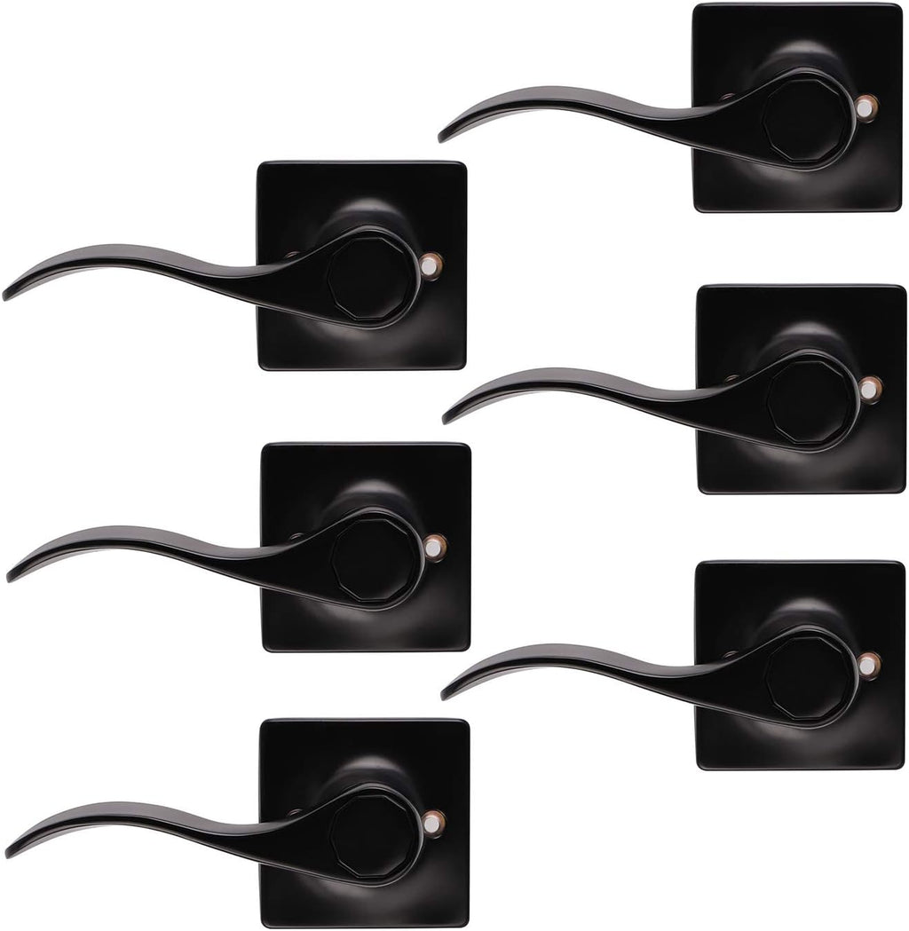 Black Keyless Privacy Door Lever Handles 5 Pack K14388