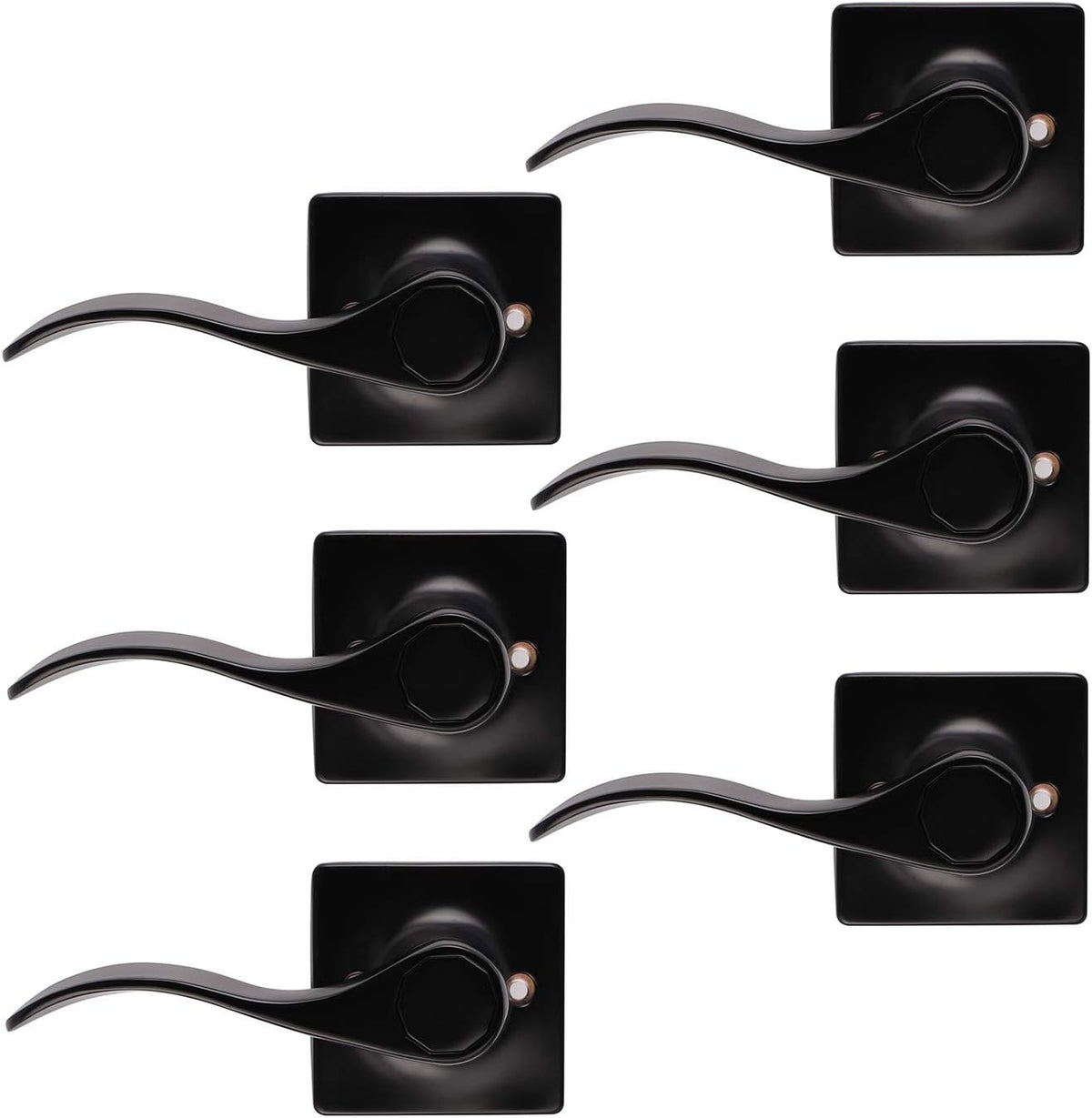 Black Keyless Privacy Door Lever Handles 5 Pack K14388