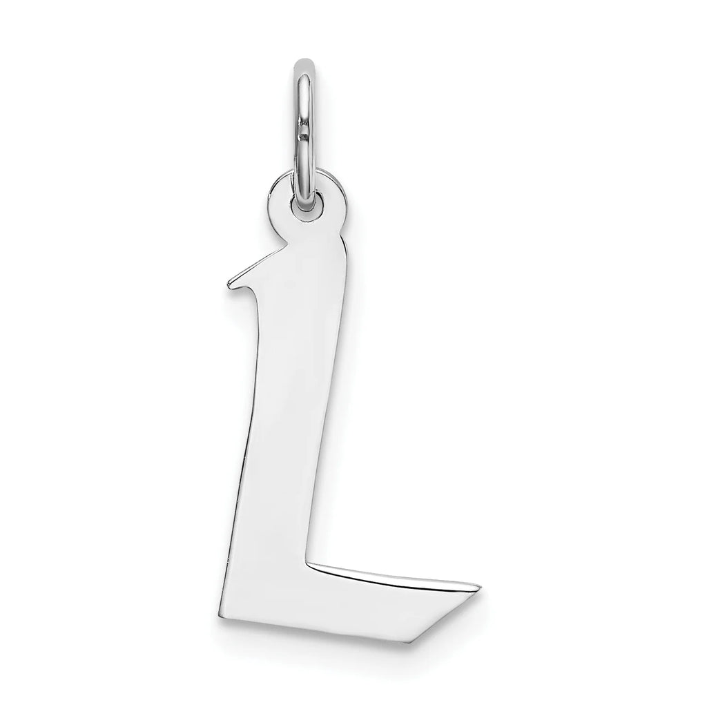 Sterling Silver Rhodium-Plated Initial Charm Pendant with Rope Chain Necklace 18'' K50120