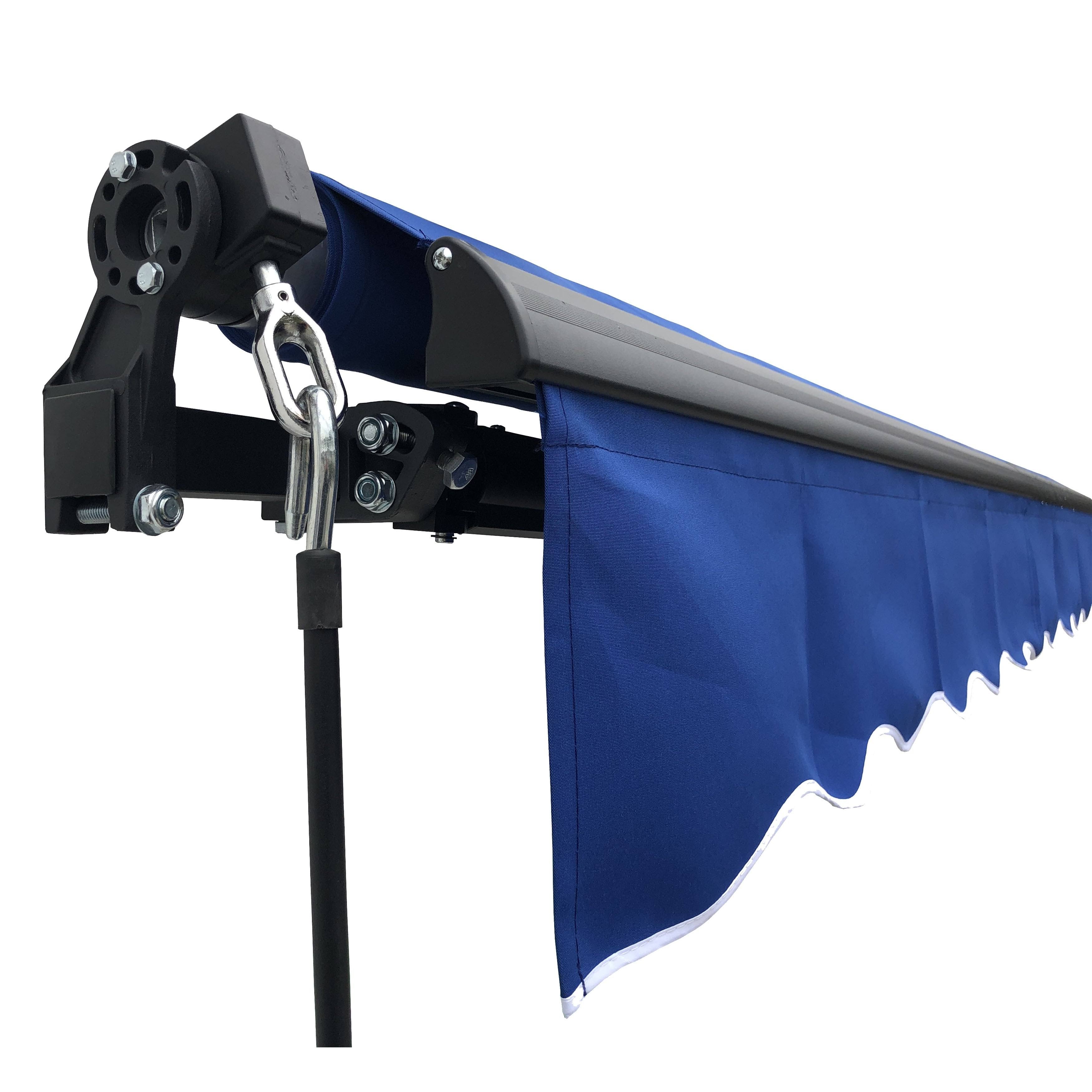 13 x 10 ft. Black Frame Retractable Patio Canopy Awning Blue P874843