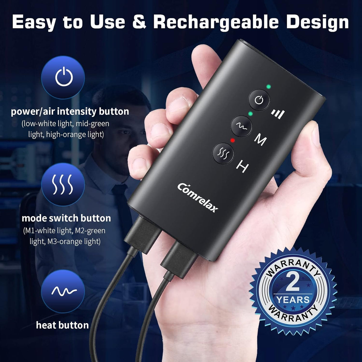 Portable Rechargeable Leg Massager with Heat Air Compression L991