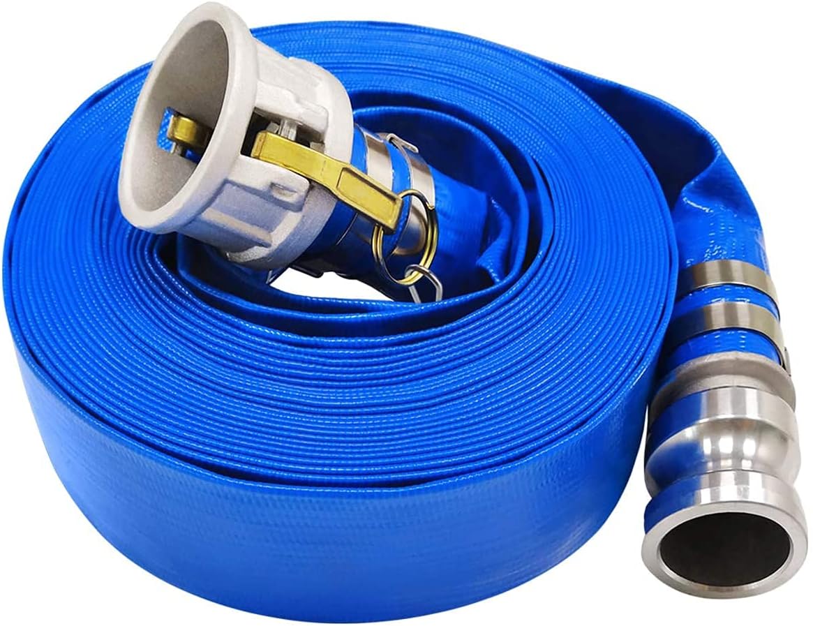 1.5 x 100' Blue PVC Heavy Duty Discharge Hose with Camlock C and E Fittings C419