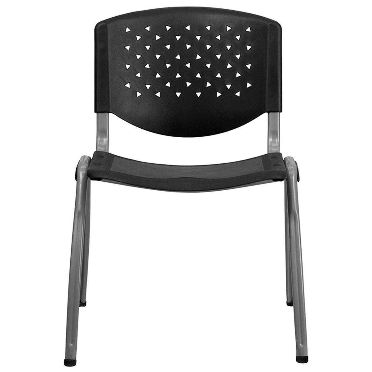 5 Pk. Black Plastic Stack Chair with Titanium Frame O6731