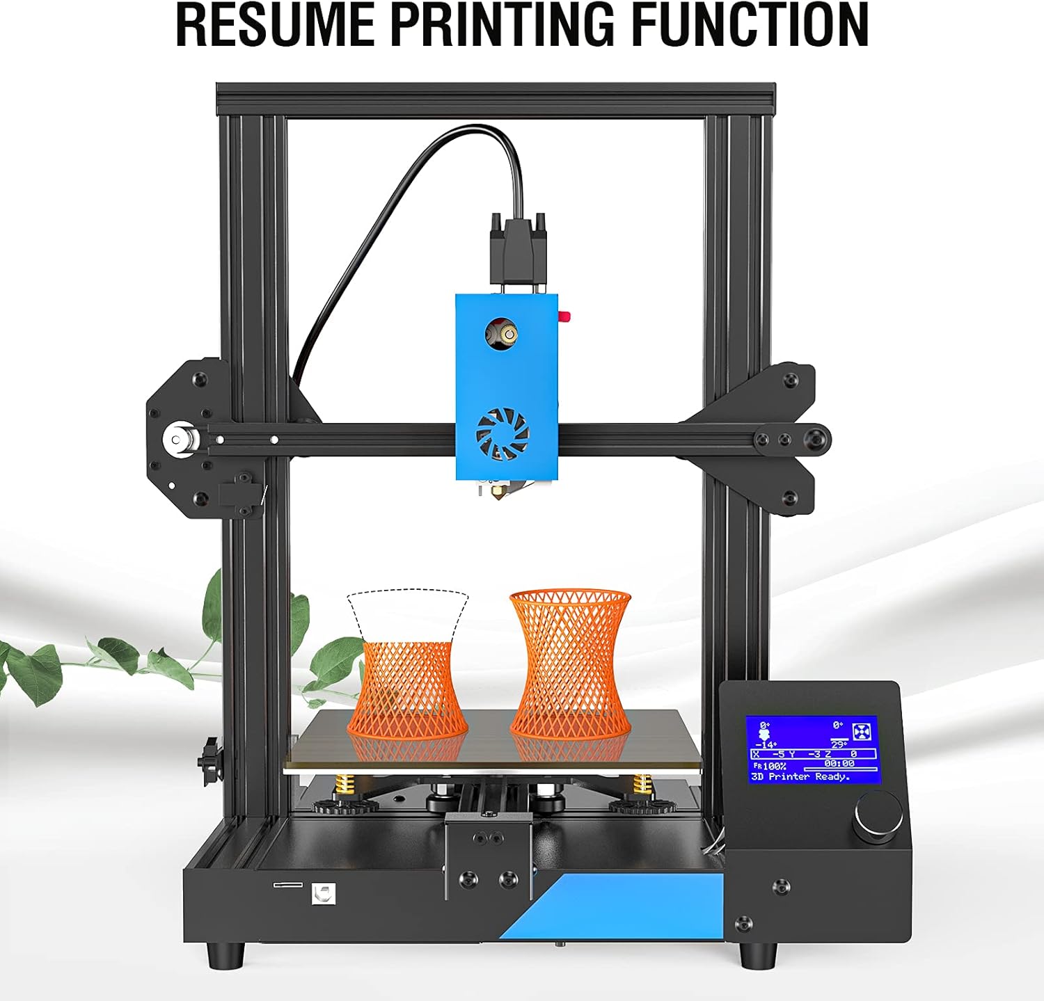 3D Printer with Carborundum Glass Platform, 9.2x9.2x10.8in Q99606