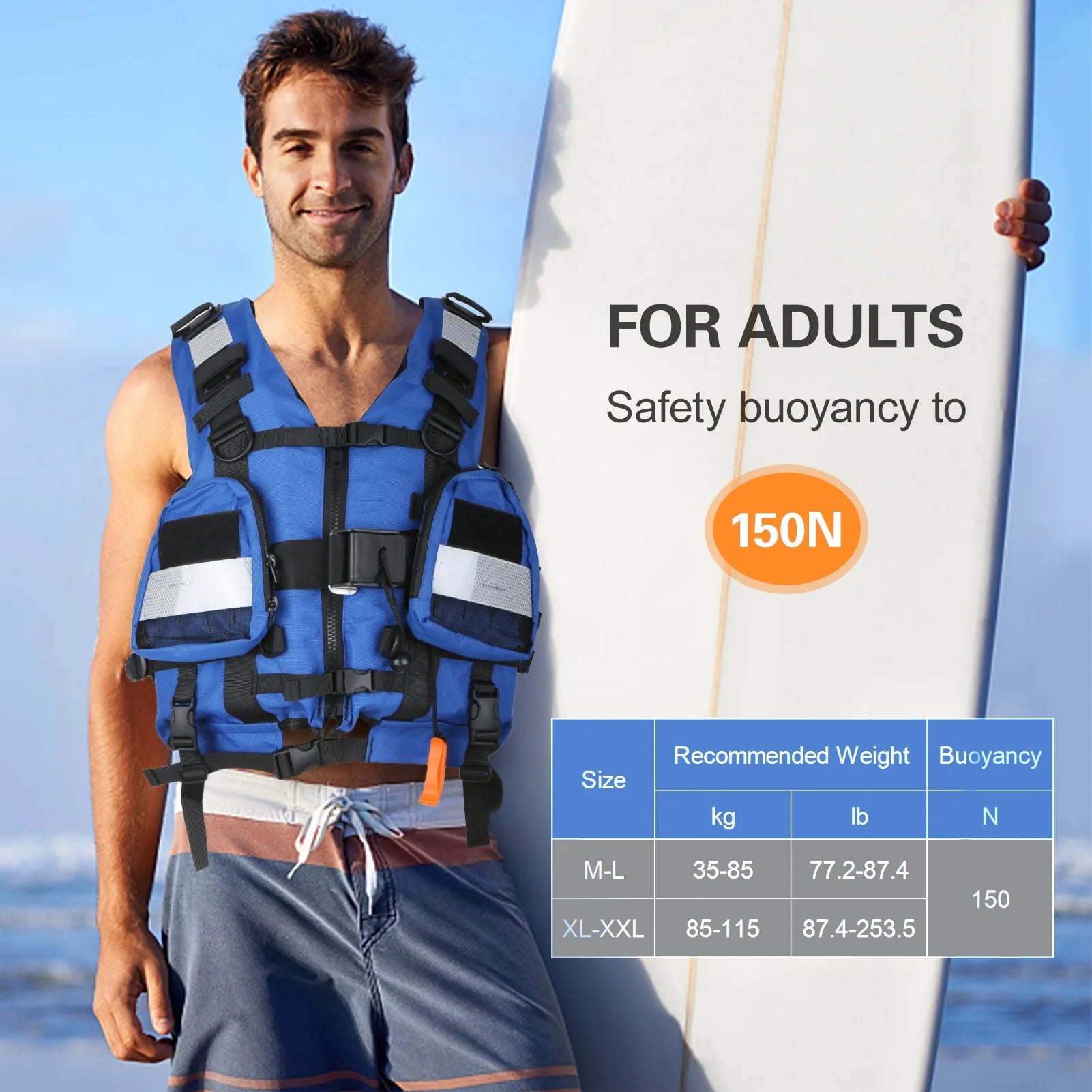Adult Safety Float Suit for Water Sports Kayaking Fishing Surfing Canoeing Survival Jacket J328