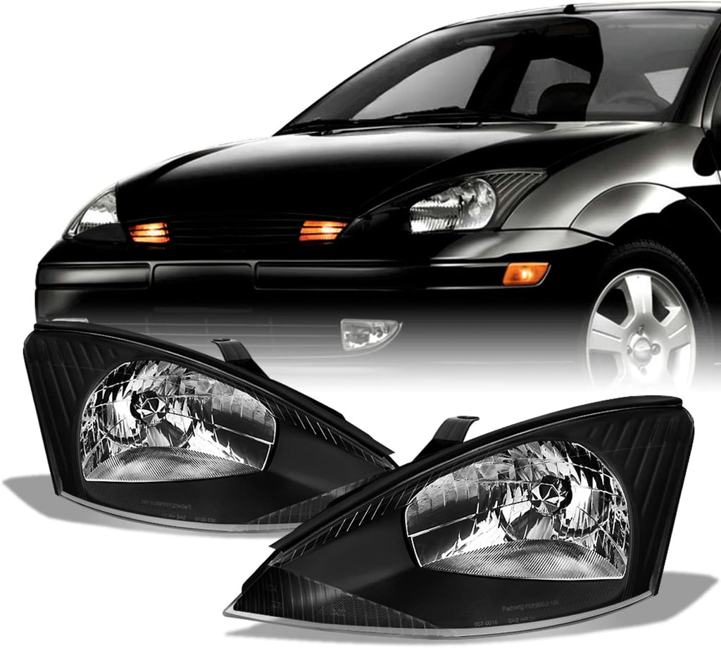 Black Head Lights Assembly Set Pair W1571
