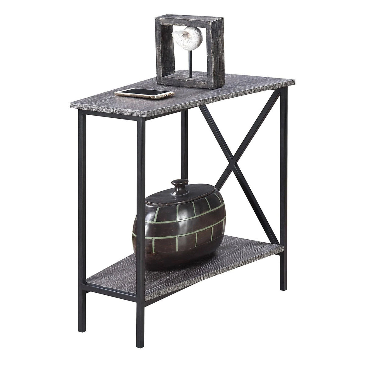 White Wedge End Table K835