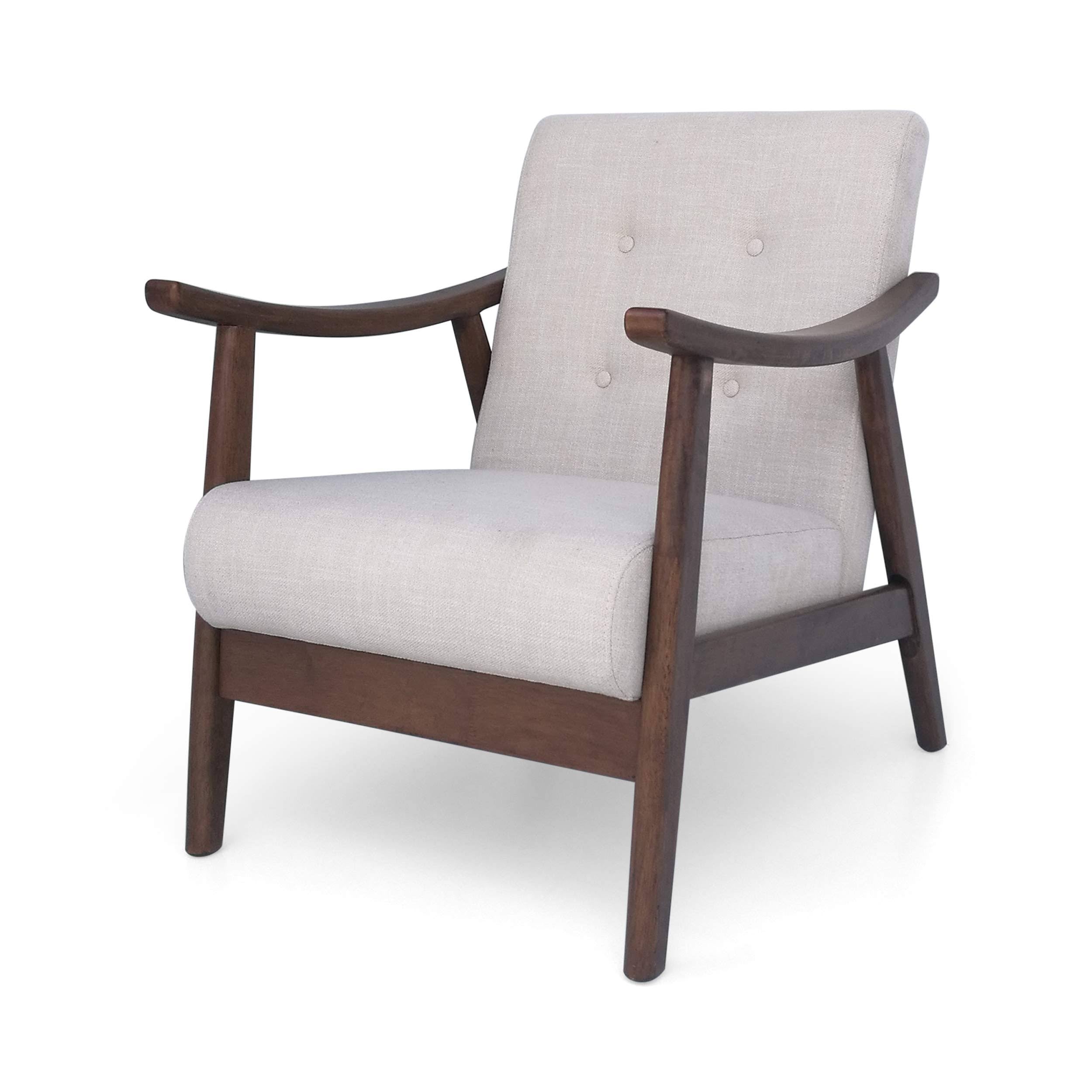 Beige Brown Mid-Century Modern Accent Chair L938