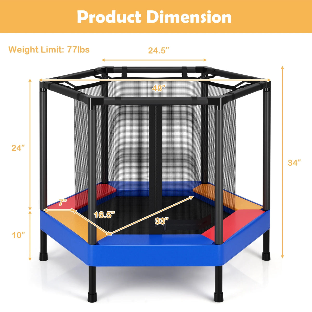 48’’ Hexagonal Shape Toddler Trampoline H5747