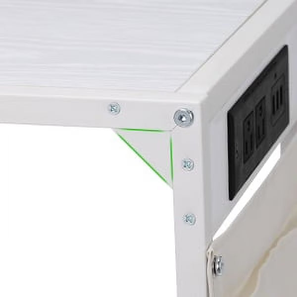 White C Shaped Side Table with Charging Station F489959