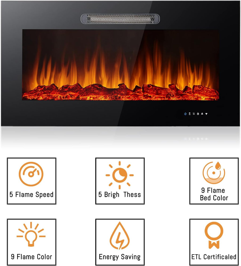 Black Electric Fireplace A1003