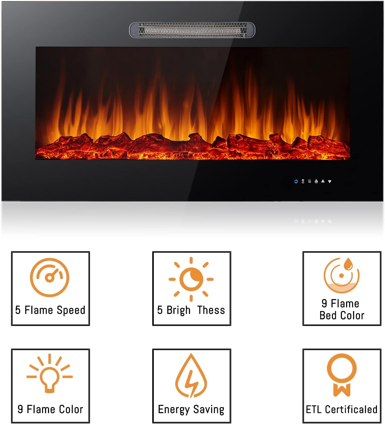 Black Electric Fireplace A1003