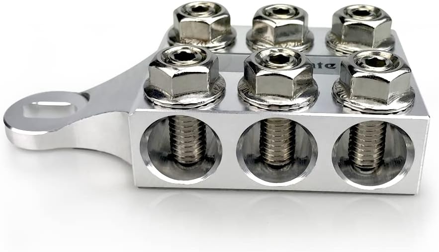 12-Way Post Terminal Distribution Block Bus Bar, 8AWG up to 4/0 AWG, Pack of 2 C67150
