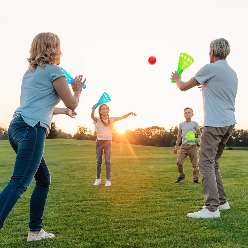 Pop-Pass-Catch Ball Game with 4 Catch Launcher Baskets and 6 Balls R233239