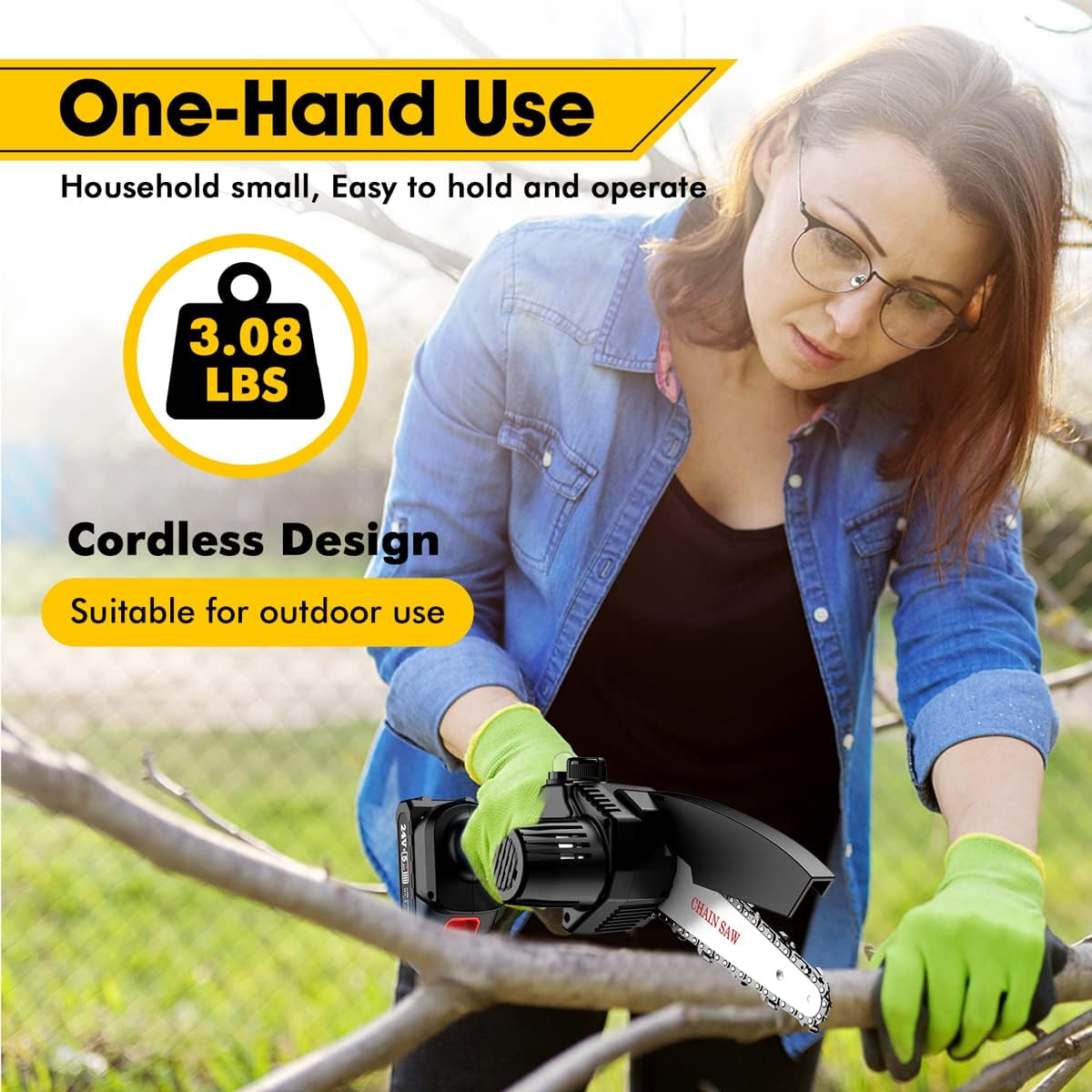 6-inch Cordless Chainsaw with 2x 2.0Ah Batteries E245579