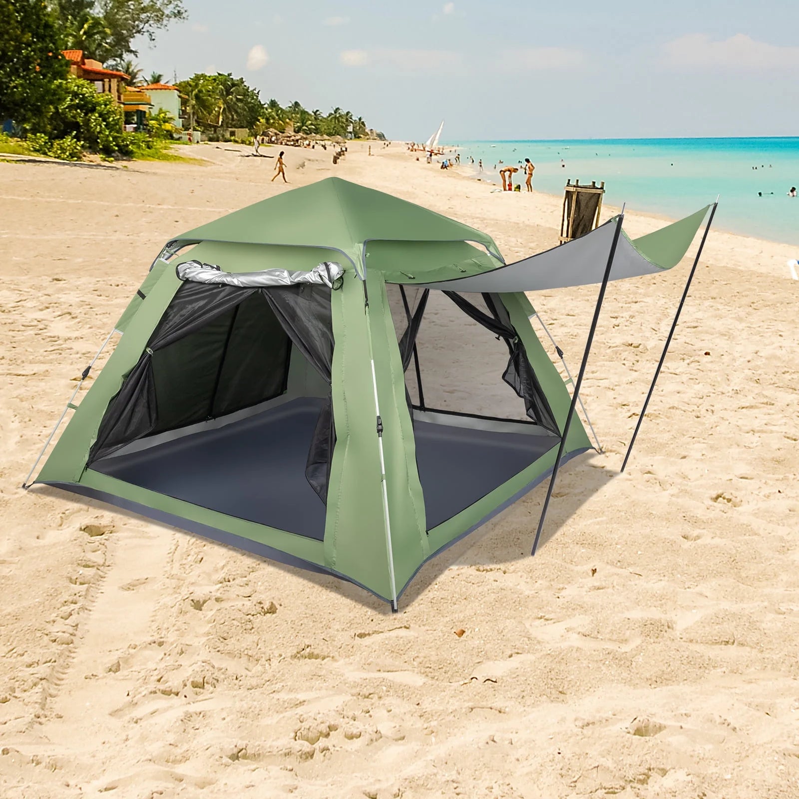 Green Quick Open Camping Tent for 4 Person X73797