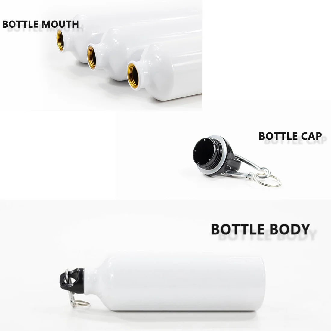 50pcs 500ml Aluminium Water Bottle White W6790