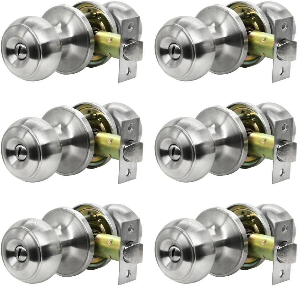 Satin Nickel 6 Pack Stainless Steel Passage Door Knob G2827