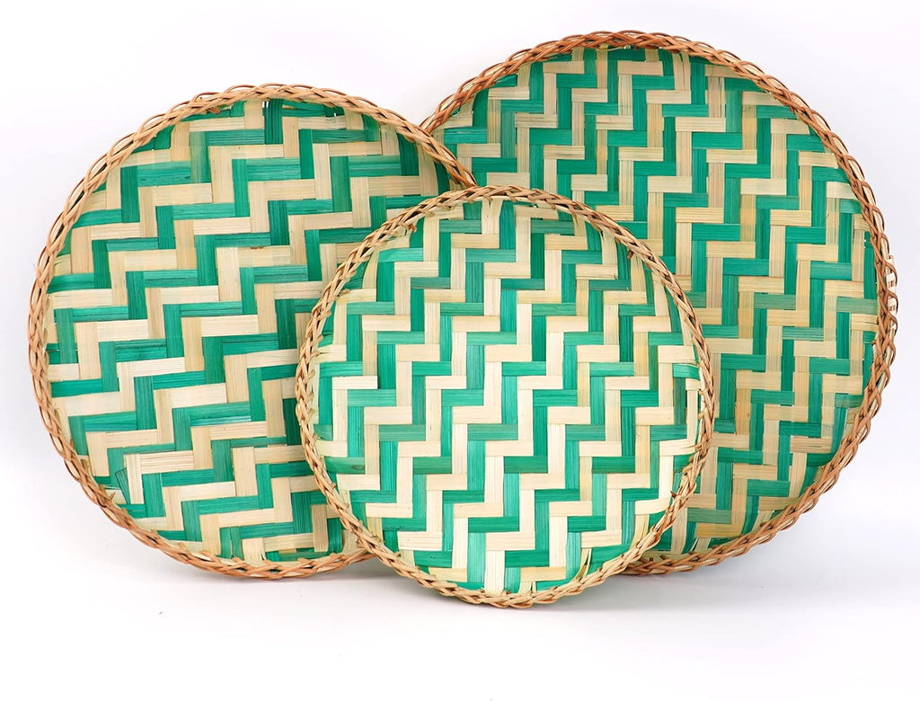Red & Natural Woven Bamboo Wall Baskets Set of 2 W393630