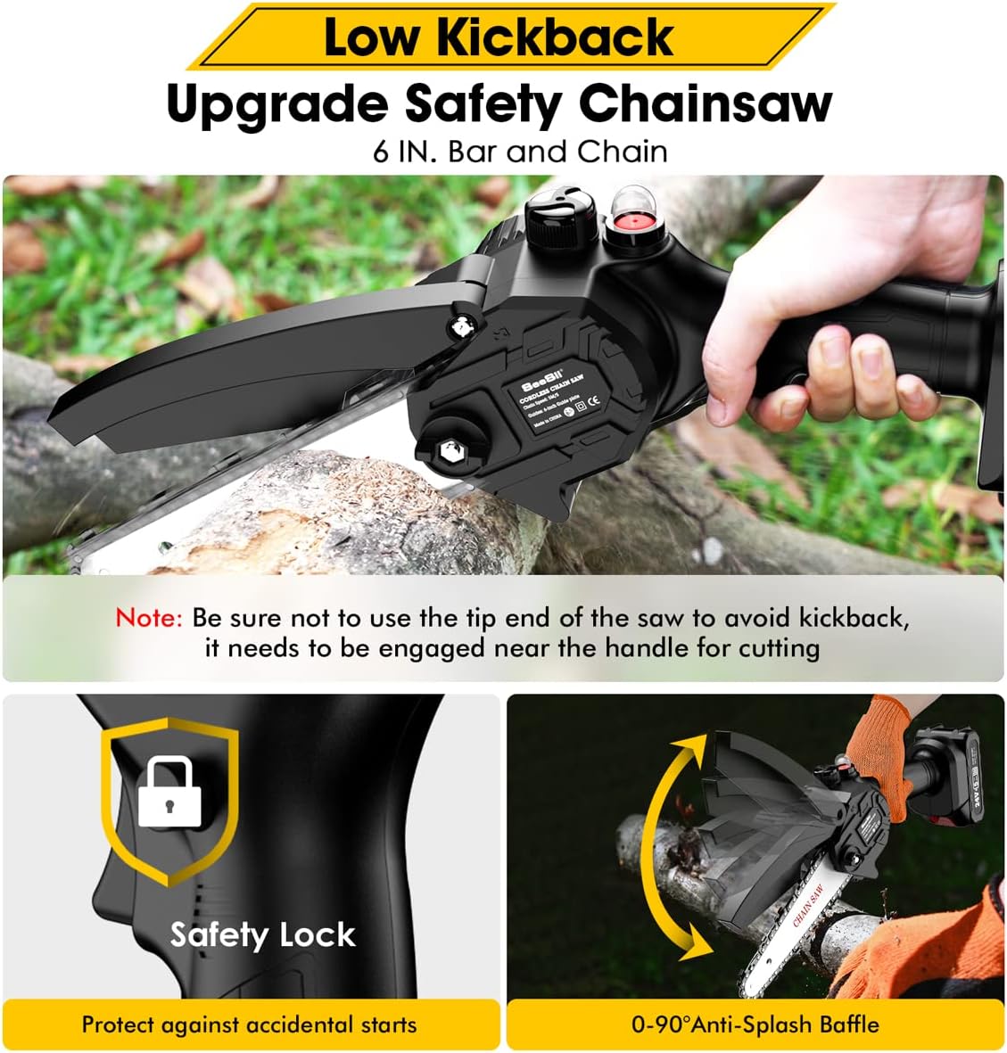 6-inch Cordless Chainsaw with 2x 2.0Ah Batteries E245579