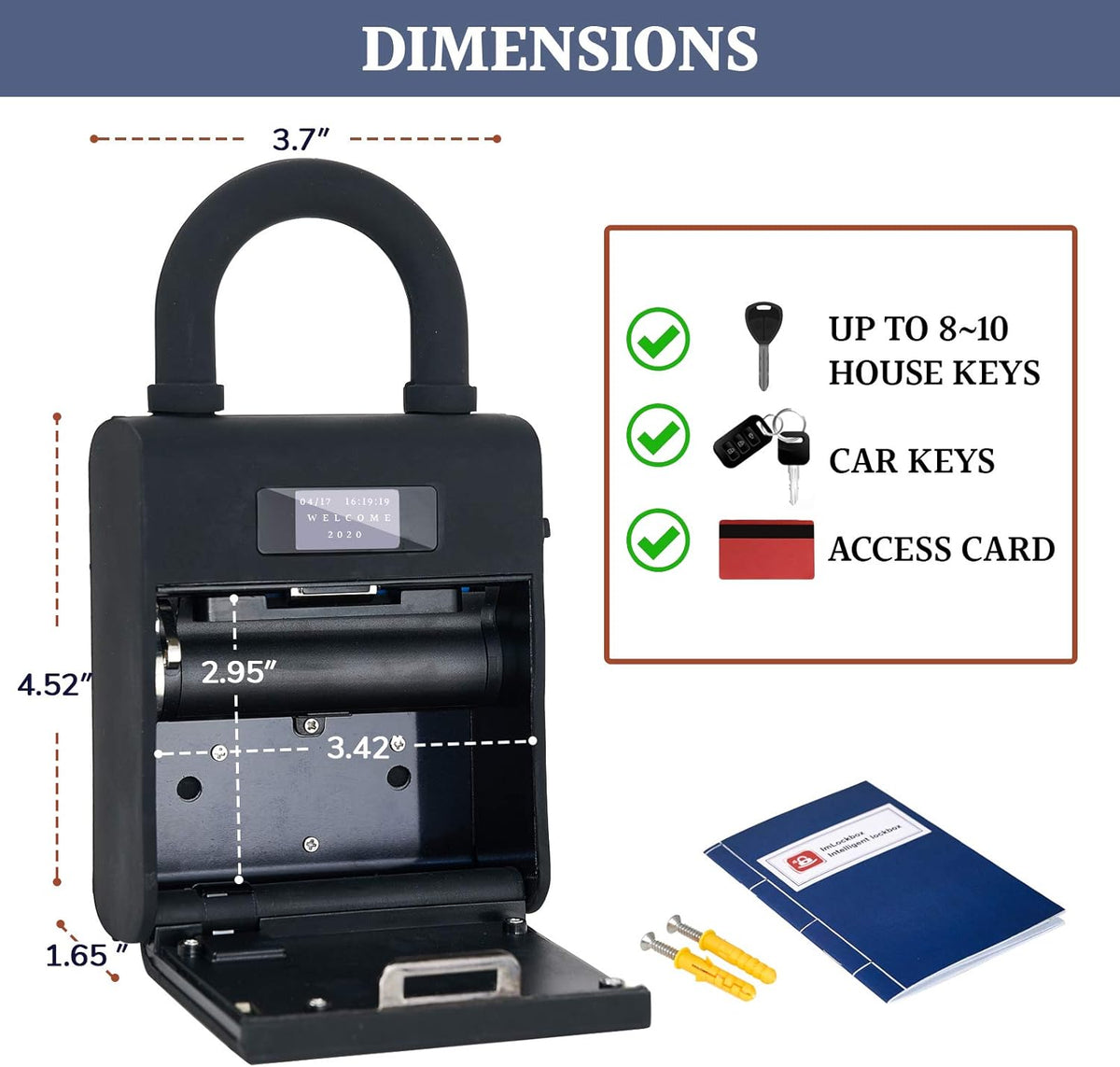 Black Bluetooth Smart Security Lock Box V3656