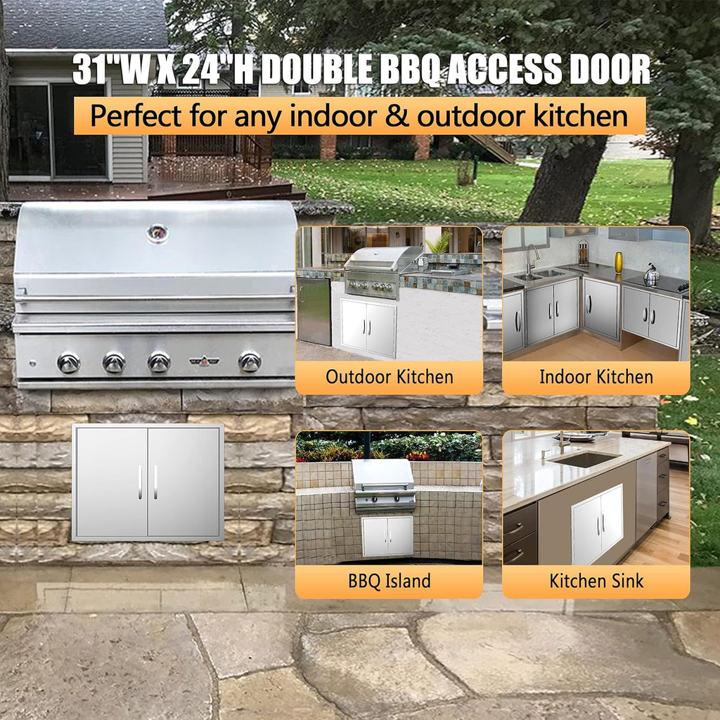 Stainless Steel Outdoor Kitchen Double Access Door K279360