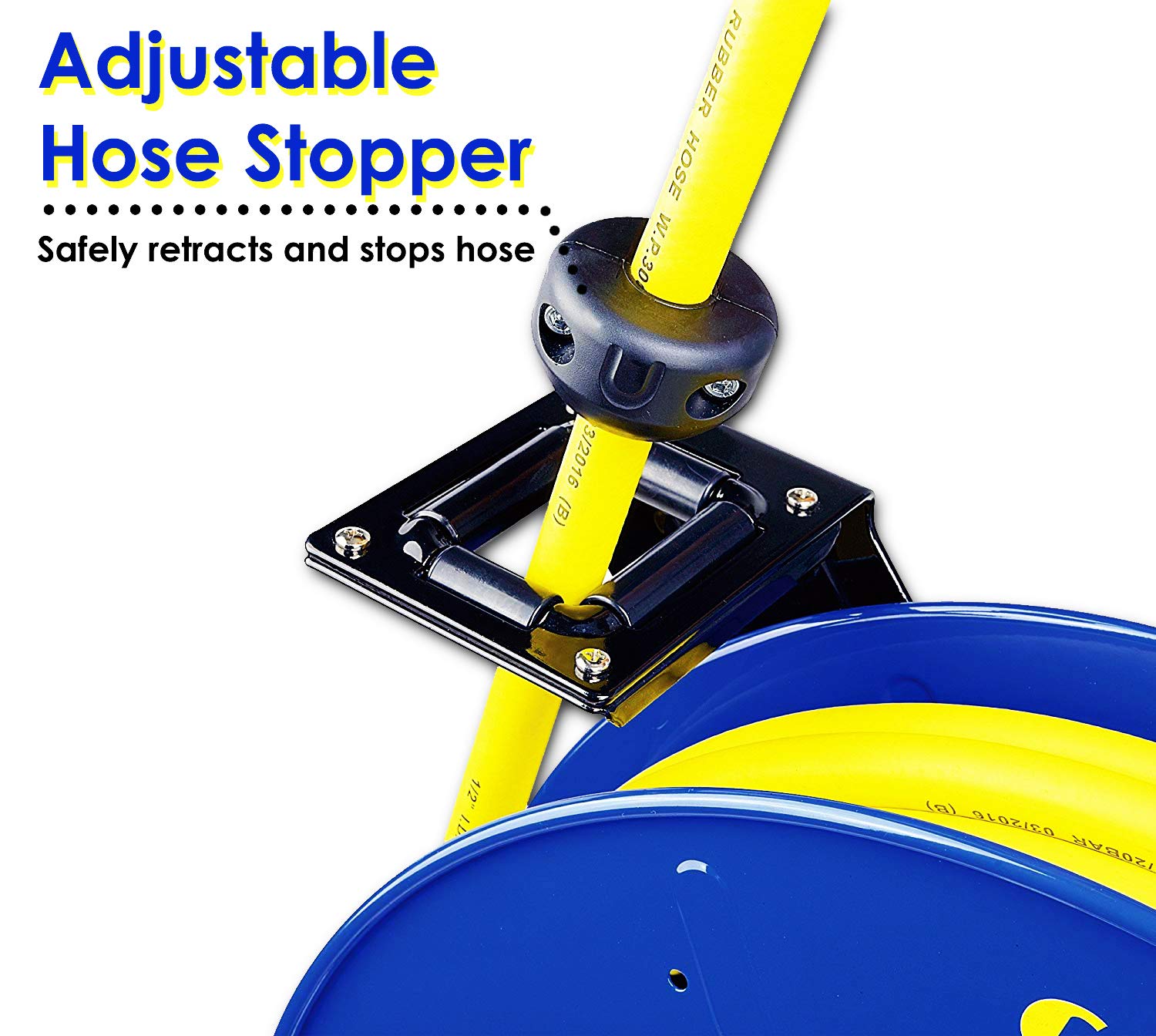 Retractable 1/2" x 65' SBR Rubber Air Hose Reel, 300PSI Steel Single Arm X81016