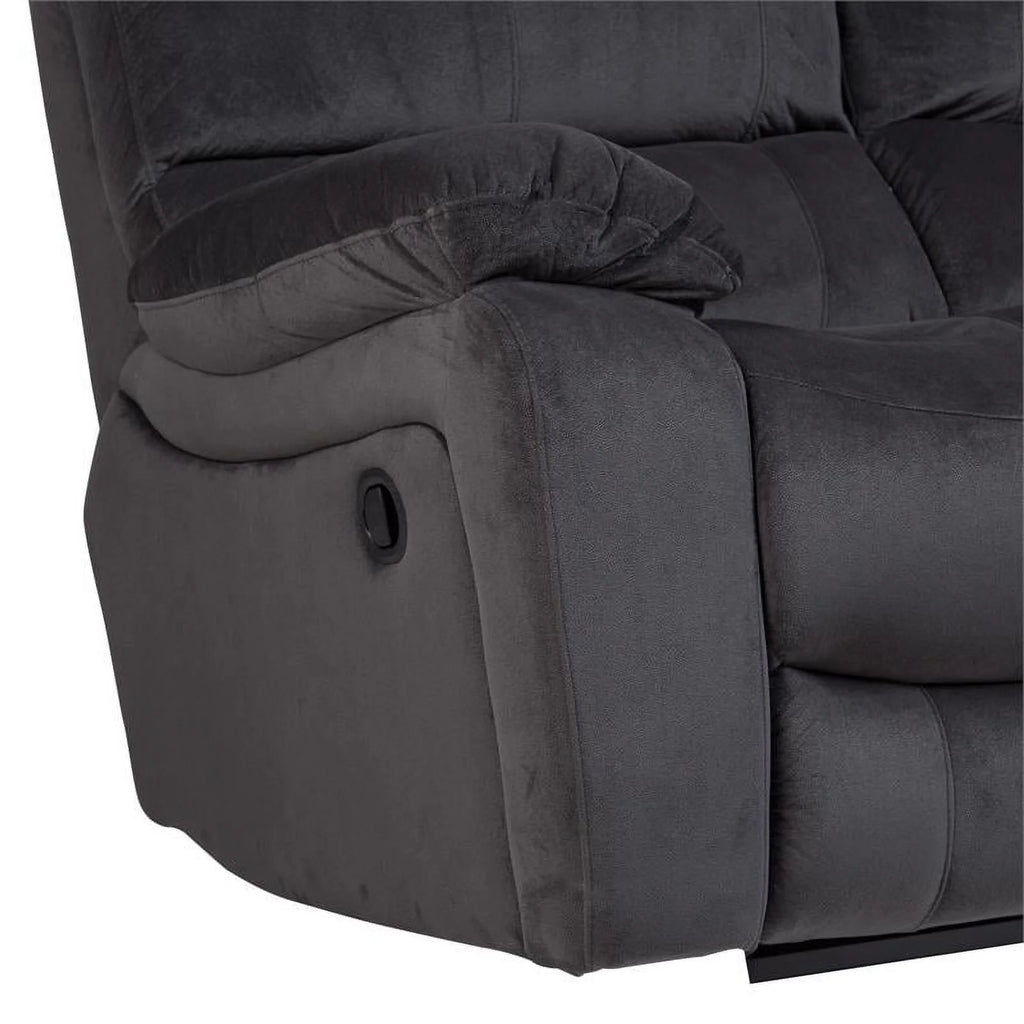 Steel Gray Plush Reclining Sofa R2171