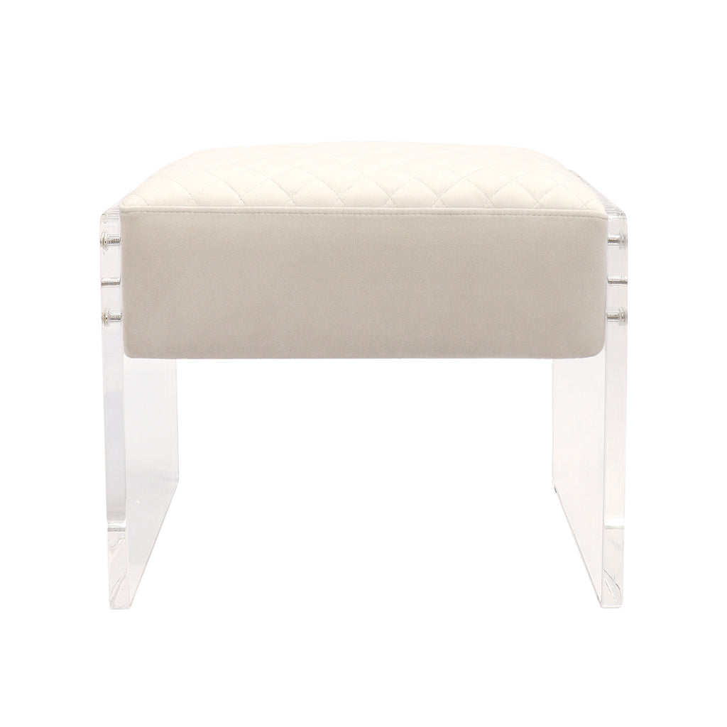 Ivory Velvet Stool J534
