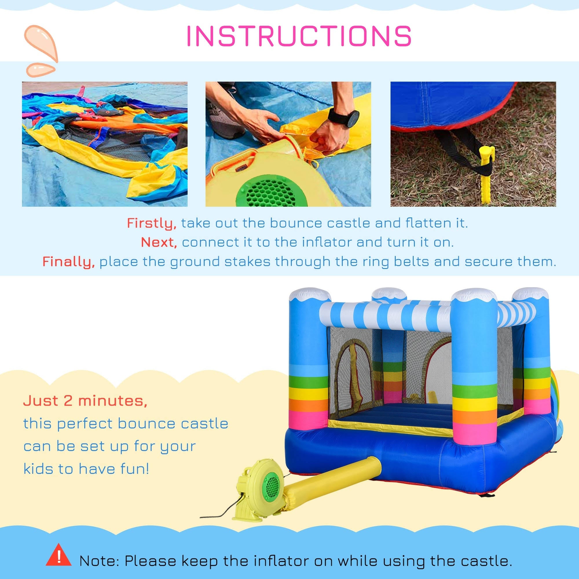 2-in-1 Kids Inflatable Bounce House with Carry Bag X25367