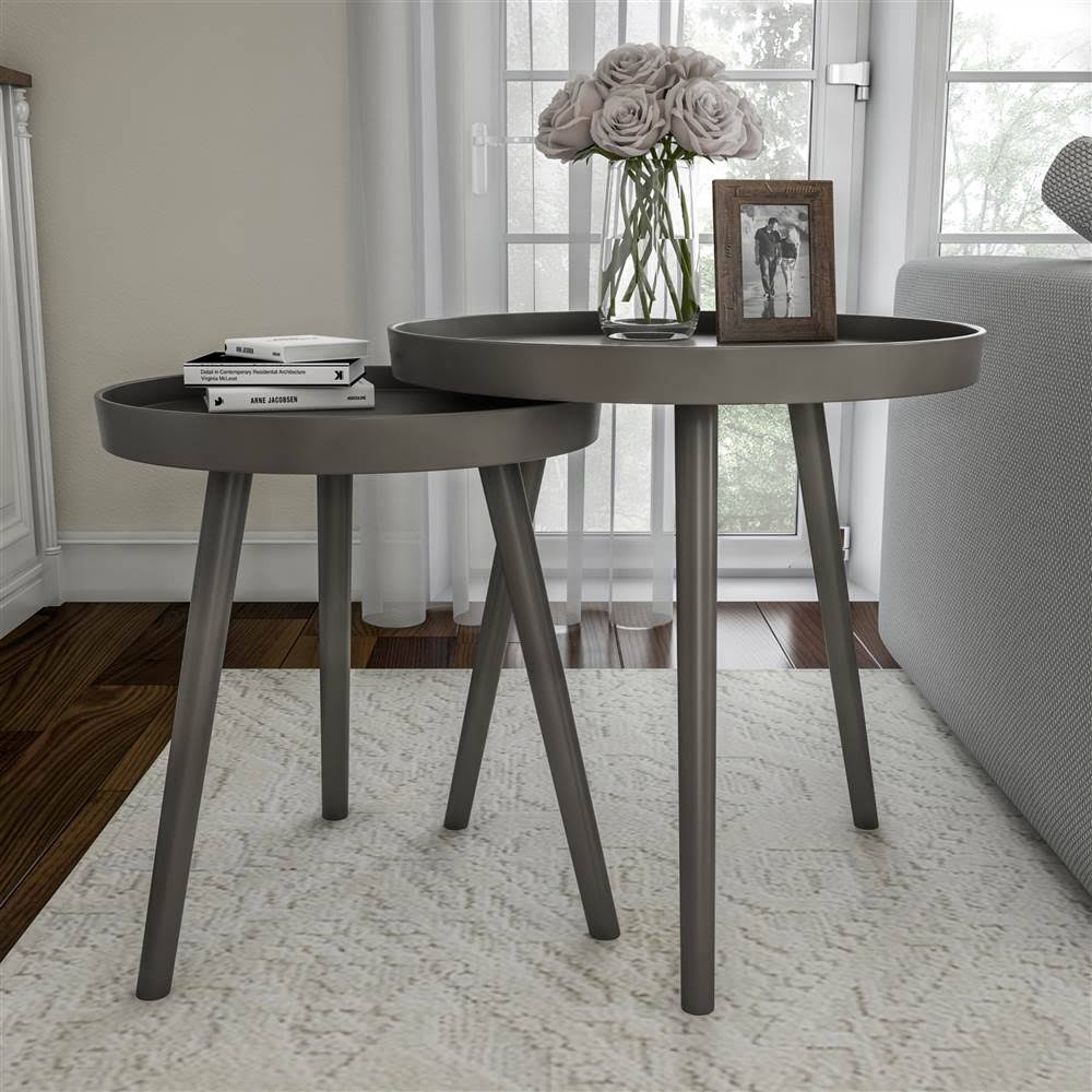 2-pc Nesting Table Set in Slate Gray Finish E405796