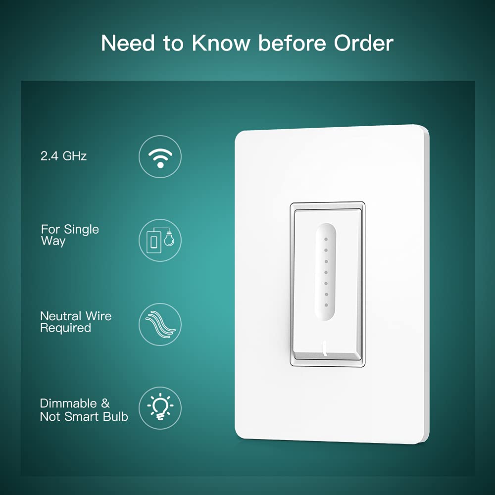 Smart Dimmer Switch 4 Pack, WiFi Light Switch, Single-Pole N734935