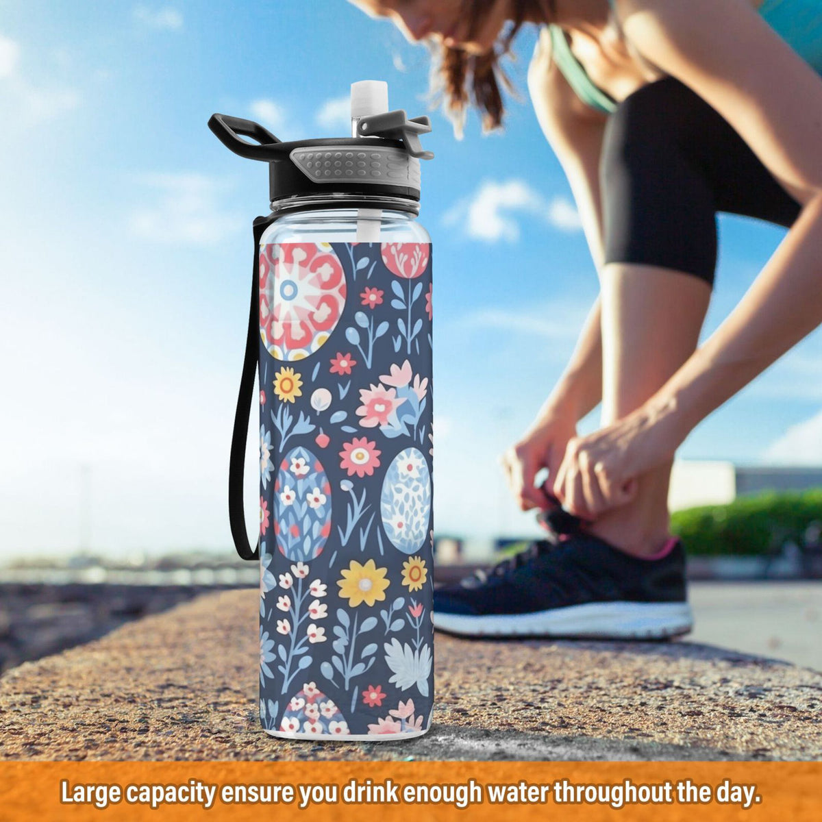 Clear 32oz Tritan Sports Water Bottle with Straw A72736