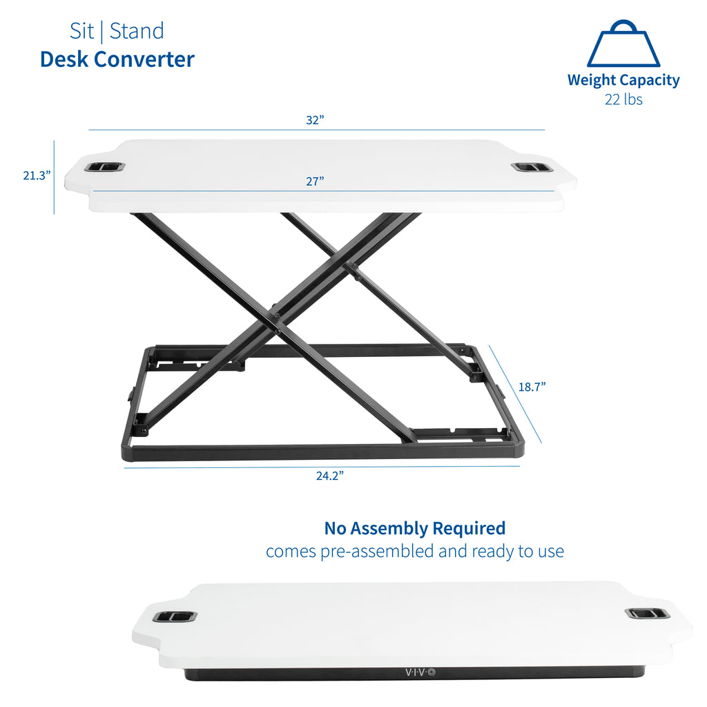 White Height Adjustable Standing Desk Monitor Riser E454096