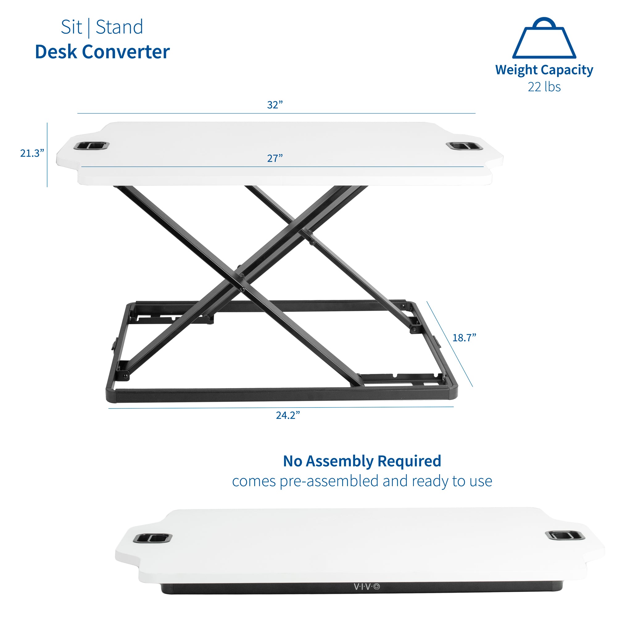 White Height Adjustable Standing Desk Monitor Riser E454096