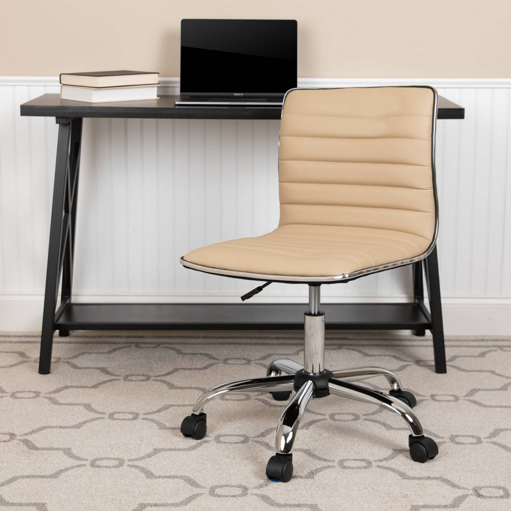 Tan Ribbed Swivel Task Office Chair I2876