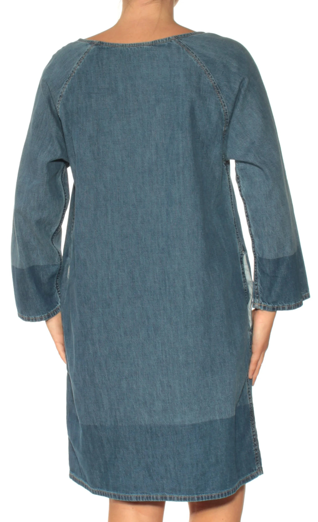 Blue Long Sleeve Shift Dress N408